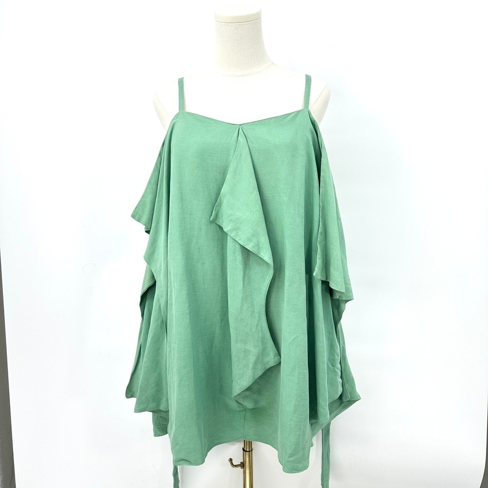 Camilla and Marc Cleo Linen Frock Napkin Dress 10 Mint Green Earthy Naturecore - Picture 2 of 11